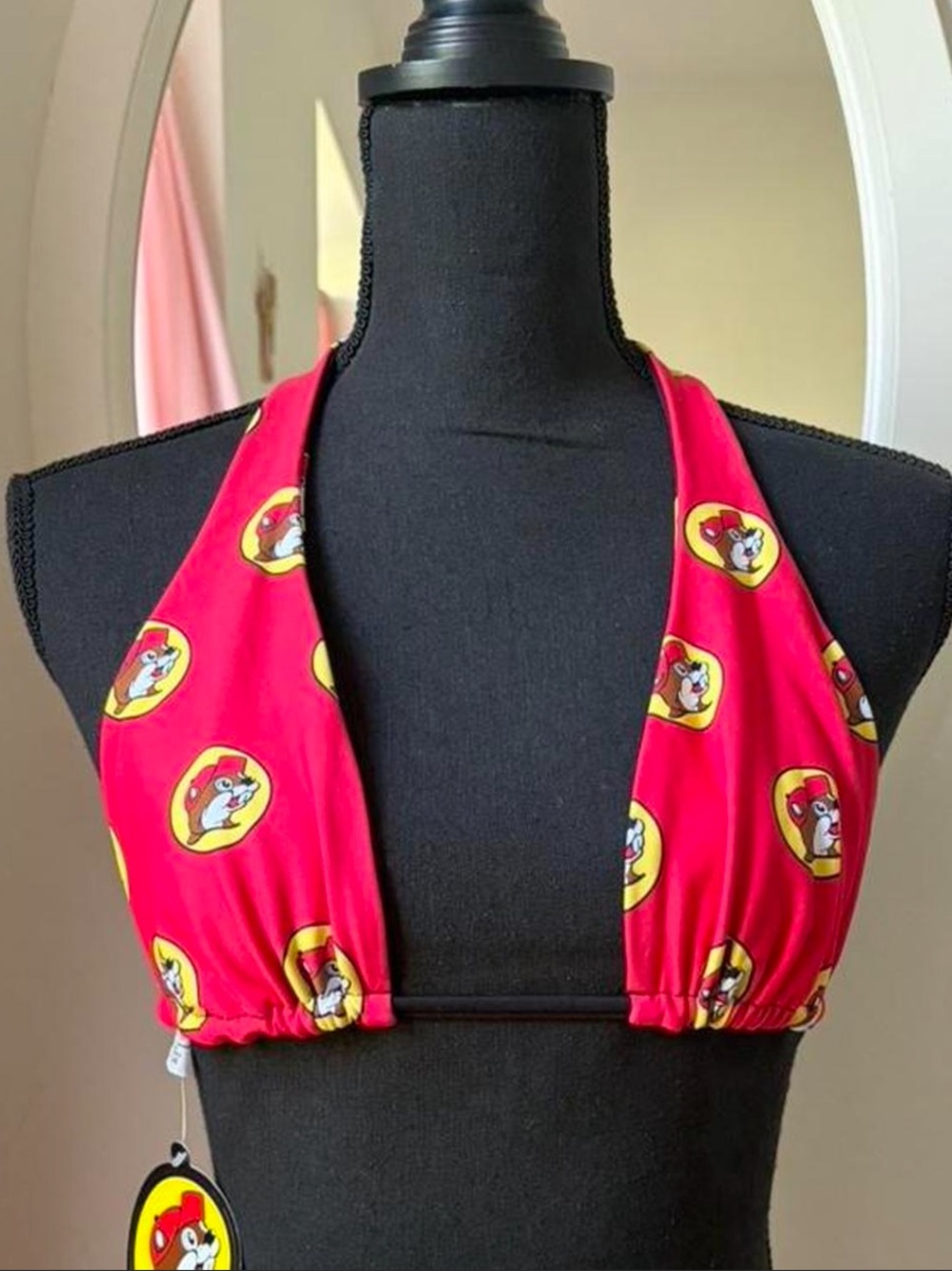 Red Buc-ee's Logo Halter Bikini Top